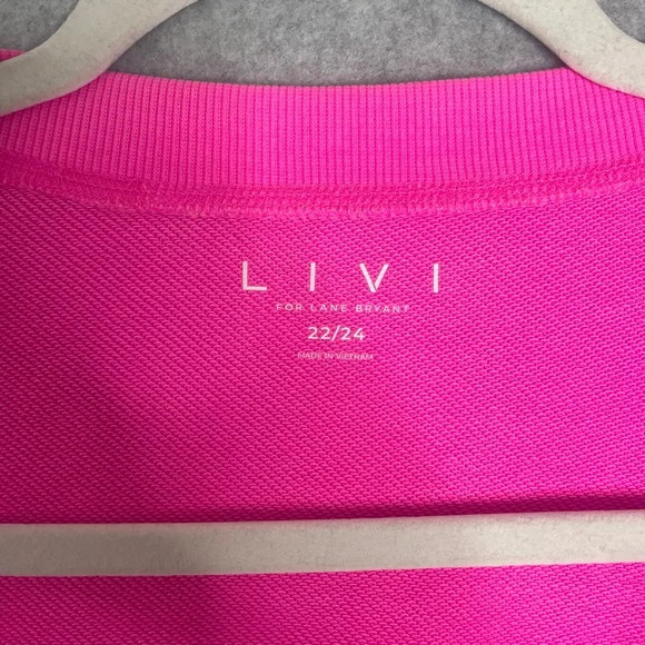 LIVI for Lane Bryant V-neck bright pink pullover sweatshirt size 22/24 - Picture 3 of 8